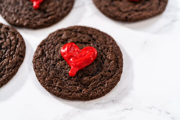 Chocolate Cookies with Chocolate Hearts