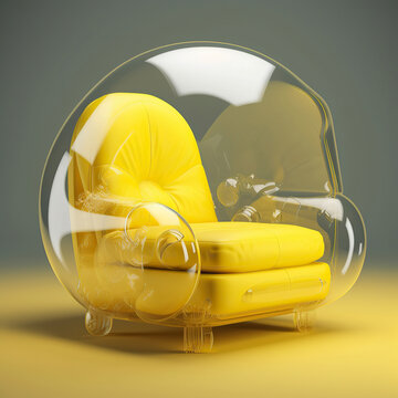 ai generated illustration Red inflatable air sofa seat isolated.