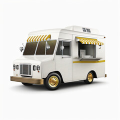 ai generated illustration food truck against white background