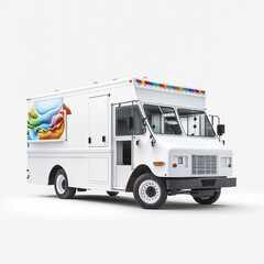 ai generated illustration food truck against white background