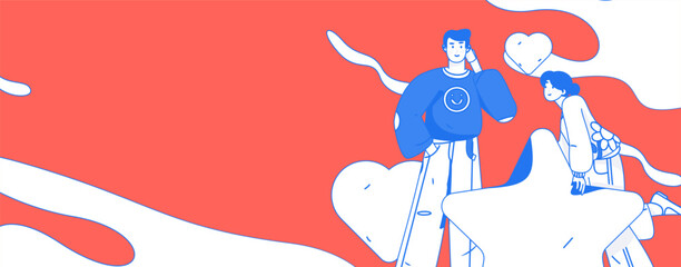 Happy Valentine's Day flat character vector concept operation hand drawn illustration
