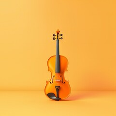 Classical music concert poster with orange color violin on yellow background. Generative ai