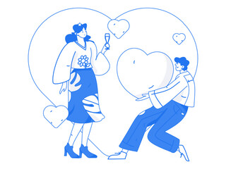 Happy Valentine's Day flat character vector concept operation hand drawn illustration
