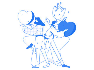 Fototapeta na wymiar Happy Valentine's Day flat character vector concept operation hand drawn illustration 