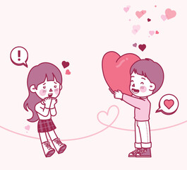 A man is giving a heart to a woman.