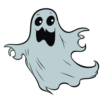 Cute ghost isolated, Vector Halloween concept, Cartoon Ghosts, Spooky vector, Cute ghost icon isolated, Cute spooky character, Holiday Silhouettes.