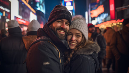 Fototapeta premium young couple smiling on new year's eve