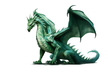 green dragon on white isolated background. Symbol of the Chinese New Year 2024. Generative AI illustration