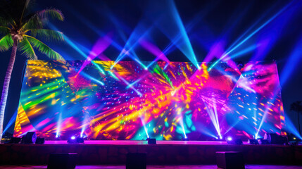 Large LED Billboard view from parking lot outside of a concert arena