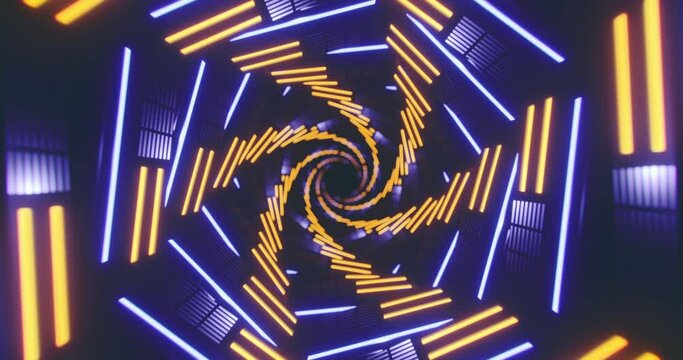 Blue and Yellow Hexagon Tunnel Seamless VJ Loop