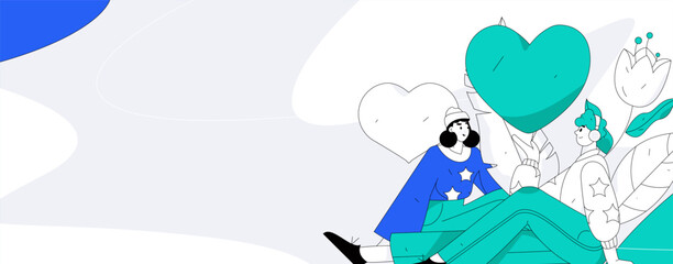 Happy Valentine's Day flat character vector concept operation hand drawn illustration
