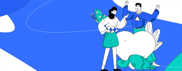 Happy Valentine's Day flat character vector concept operation hand drawn illustration
