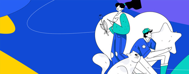 Happy Valentine's Day flat character vector concept operation hand drawn illustration
