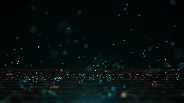 Particle Rain Interacts with Ground Green 4K Overlay