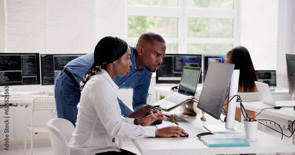 Canvas Prints african business team working on computer