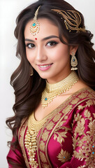 Portrait of beautiful young asian woman wearing indian traditional clothing