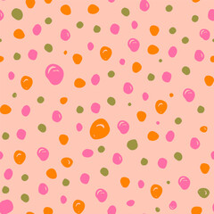 Vector seamless polka dot pattern. dot brush, liner, pattern. Monochrome Scandinavian backgrounds of simple primitive with dots for textile design, for covers of notebooks background. Doodle