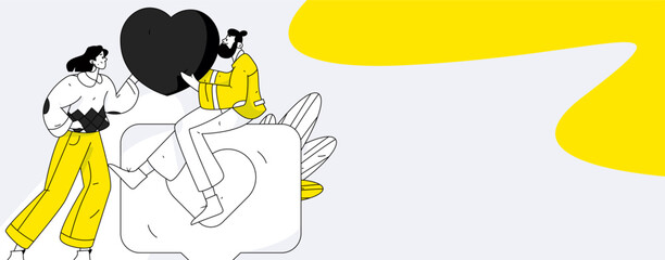 Happy Valentine's Day flat character vector concept operation hand drawn illustration
