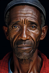 Fototapeta na wymiar Portrait of a senior African man with a serious expression on his face