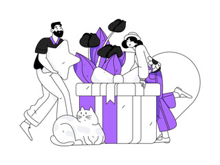 Happy Valentine's Day flat character vector concept operation hand drawn illustration
