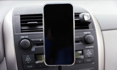 black phone screen mock, reflecting modern disconnection, tech dependency and virtual void, encapsulating our digital lives