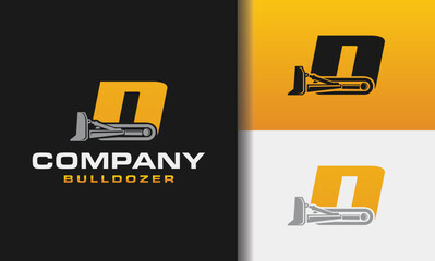 Letter D bulldozer heavy equipment logo vector. Loader logo vector for construction company. Vehicle equipment template vector illustration for your branding. © Shenju