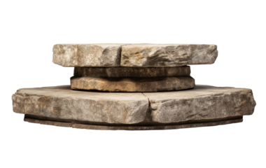 Empty stone pedestal isolated on transparent background