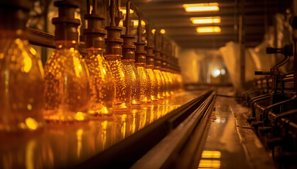 bottled cooking oil in production plant