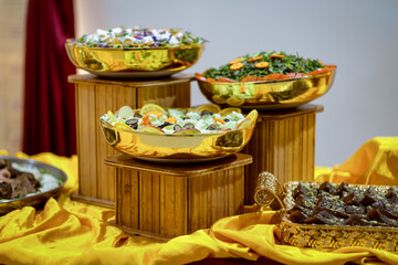 Salad decoration in a part buffet. 