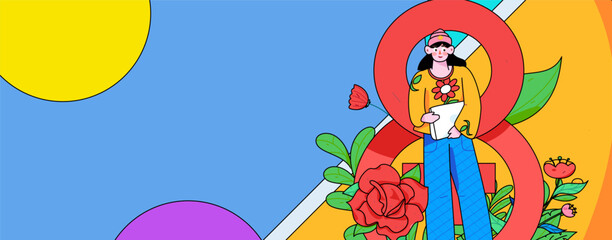 3.12 International Women's Day professional women flat character vector concept operation hand drawn illustration
