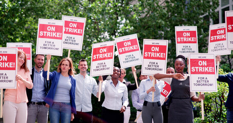 Workers Strike Demonstration In City. Labor Union March