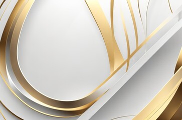 Sophisticated White and Gold Abstract Shapes Background for Elegance. Generative AI.