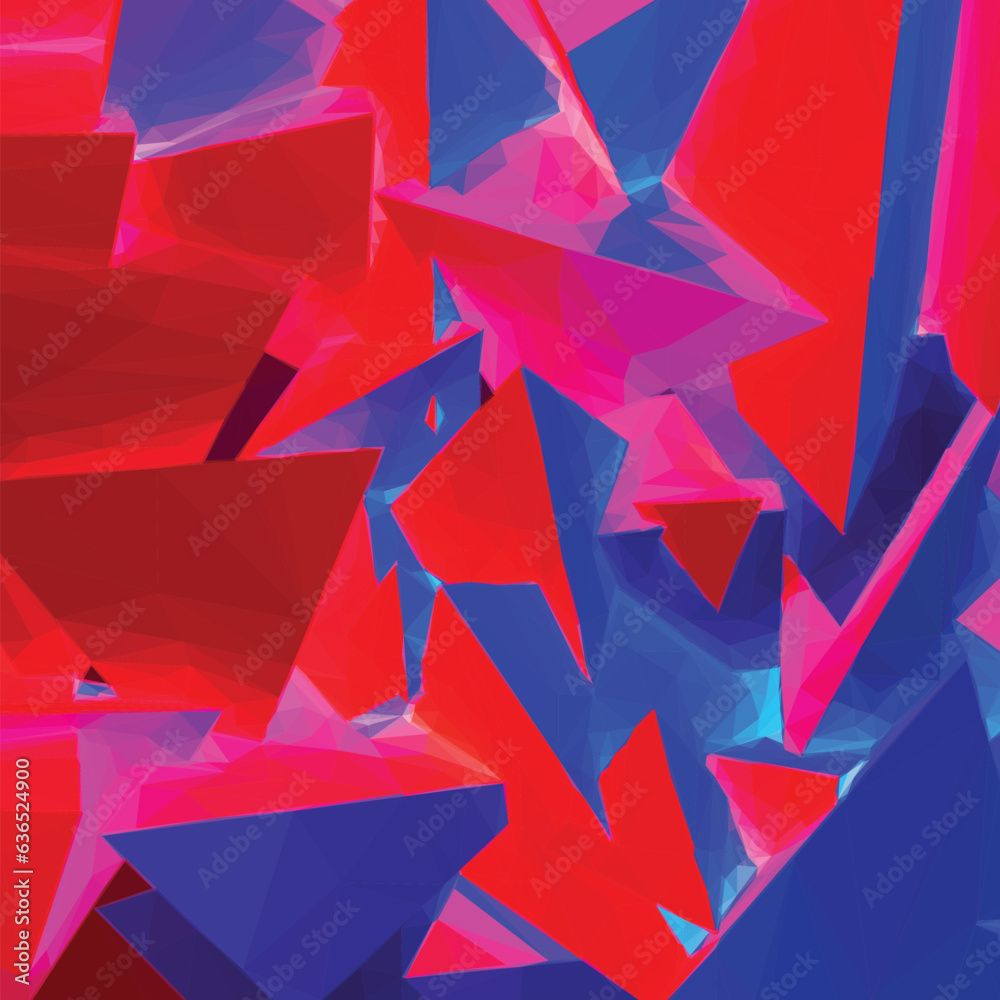 Poster Abstract background with blue and red triangular shapes
