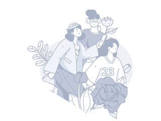 3.12 International Women's Day professional women flat character vector concept operation hand drawn illustration
