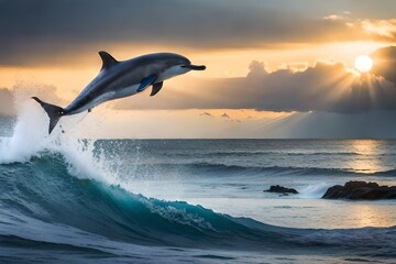 dolphin jumping out of water generated ai