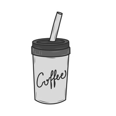 Hand drawn plastic coffee cup vector icon illustration