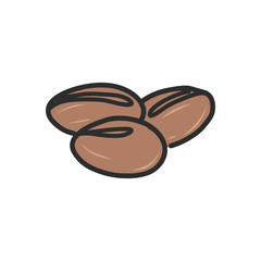 Roasted coffee bean, Hand drawn coffee vector color illustration