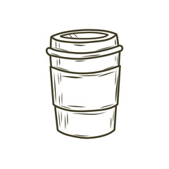 Hand drawn plastic coffee cup vector icon illustration