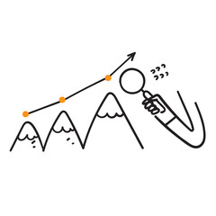 doodle hand drawn analyze how to climbing top mountain illustration