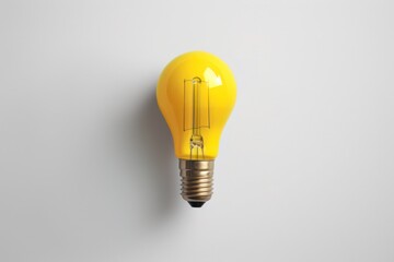 a yellow light bulb on a grey background, created by Generative AI