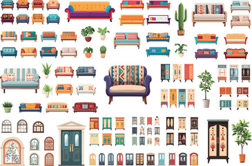 可愛い家具のイラストセット