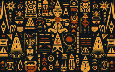 Abstract traditional Egyptian folk ancient tribal graphic pattern carved on the wall.