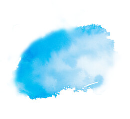 Blue watercolor stains with hand painted on paper texture background