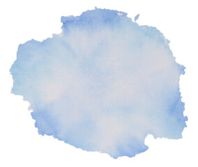Blue watercolor stains with hand painted on paper texture background