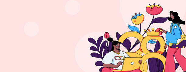 3.12 International Women's Day professional women flat character vector concept operation hand drawn illustration
