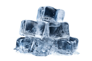 Stack of ice cubes transparent background, Generative ai