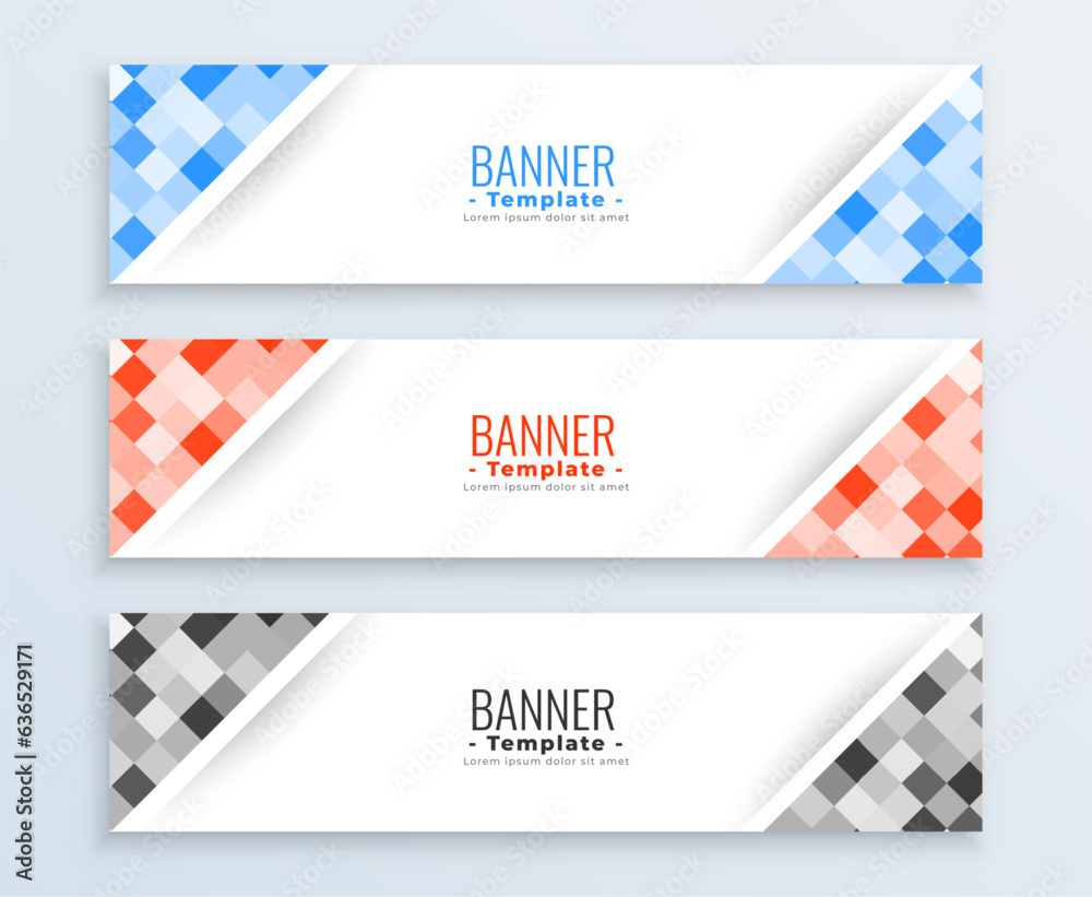 Wall mural set of three wide web business banner layout for modern presentation