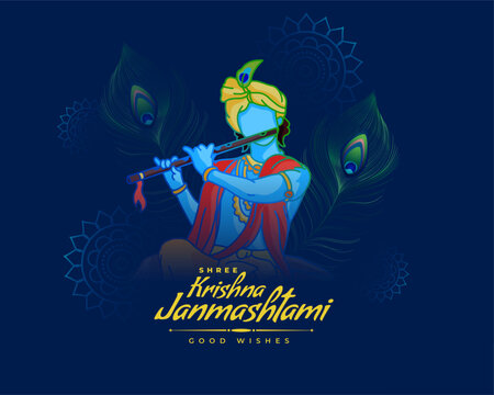 beautiful krishna janmashtami festival card design