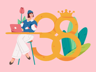 3.12 International Women's Day professional women flat character vector concept operation hand drawn illustration

