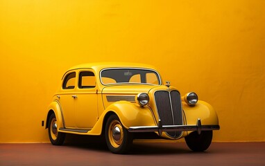 Yellow Car on a Yellow Background. Generative AI